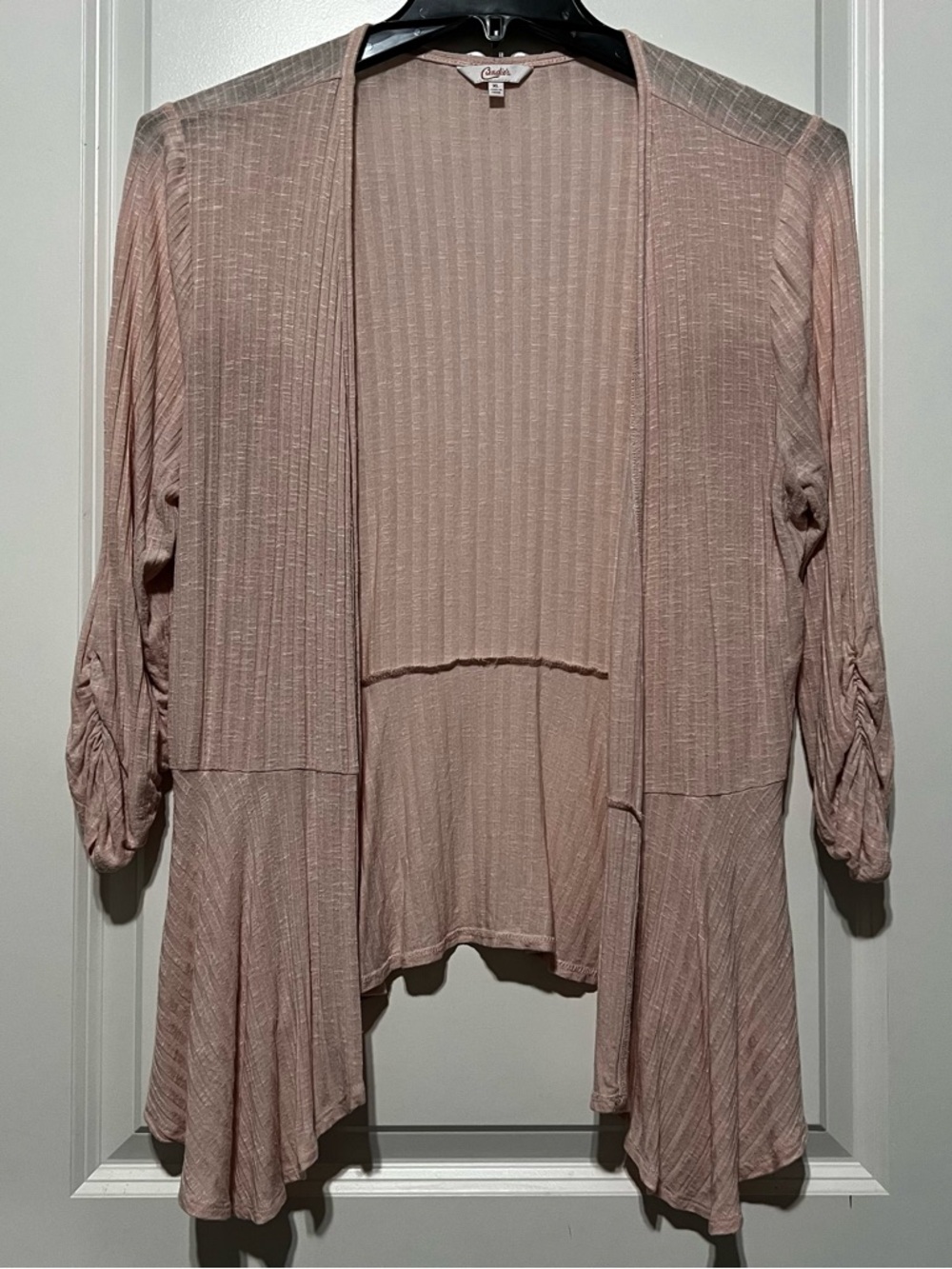 Candie’s Women’s Open Front Cardigan in Blush Rose